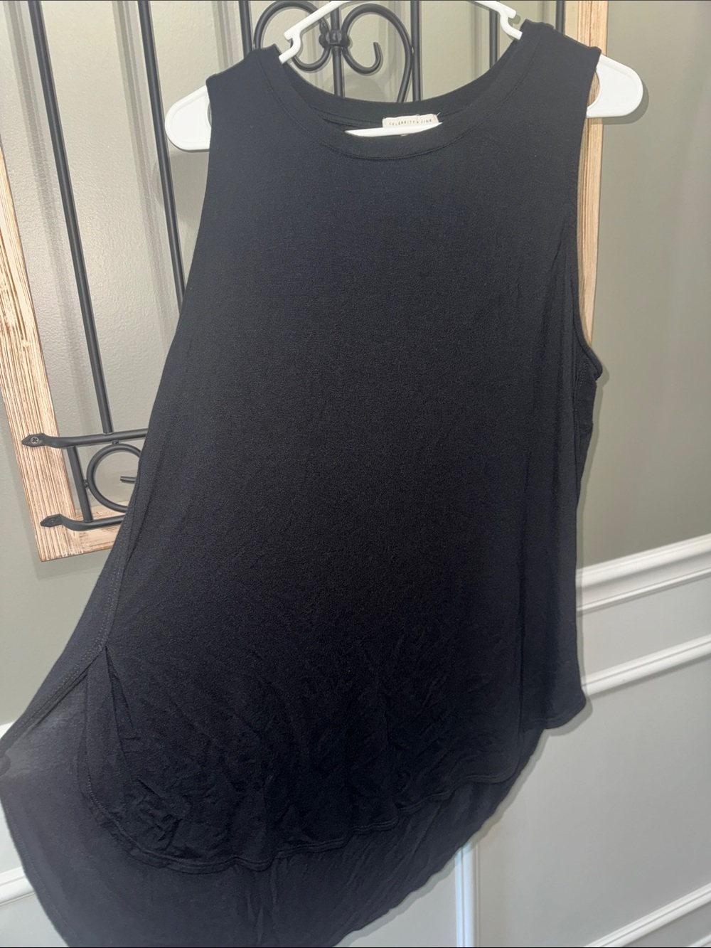 Celebrity Pink Black Sleeveless Swing Tank 1x Modal